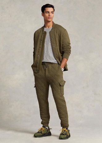 Olivgrüne Polo Ralph Lauren Cargo-Jogginghose aus luxuriösem Jersey für Herren