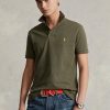 Olivgrüne Poloshirts aus Mesh für Herren von Ralph Lauren im Custom Slim Fit Olivgrüne Poloshirts aus Mesh für Herren von Ralph Lauren im Custom Slim Fit