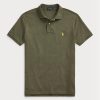 Olivgrüne Poloshirts aus Mesh für Herren von Ralph Lauren im Custom Slim Fit Olivgrüne Poloshirts aus Mesh für Herren von Ralph Lauren im Custom Slim Fit