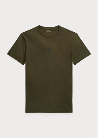 Olivgrüne Poloshirts für Herren von Ralph Lauren in Slim Fit mit Rundhalsausschnitt