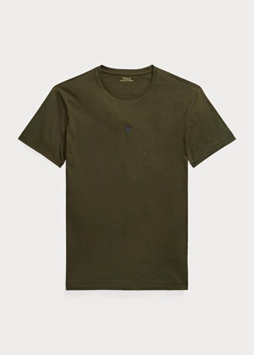 Olivgrüne Poloshirts für Herren von Ralph Lauren in Slim Fit mit Rundhalsausschnitt Olivgrüne Poloshirts für Herren von Ralph Lauren in Slim Fit mit Rundhalsausschnitt