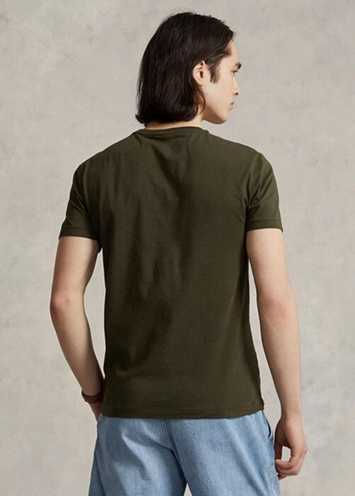 Olivgrüne Poloshirts für Herren von Ralph Lauren in Slim Fit mit Rundhalsausschnitt Olivgrüne Poloshirts für Herren von Ralph Lauren in Slim Fit mit Rundhalsausschnitt