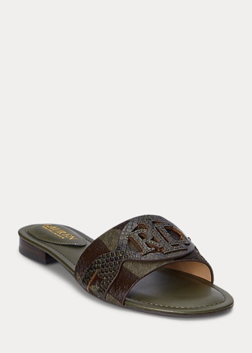 Olivgrüne Ralph Lauren Alegra Flache Schuhe aus Haircalf mit Zebra-Print für Damen Olivgrüne Ralph Lauren Alegra Flache Schuhe aus Haircalf mit Zebra-Print für Damen