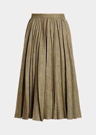 Olivgrüne Ralph Lauren Arnav Plissee-Röcke aus Broken-Twill für Damen