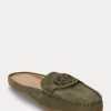 Olivgrüne Ralph Lauren Brynn Wildleder-Fahrer-Flachschuhe für Damen Olivgrüne Ralph Lauren Brynn Wildleder-Fahrer-Flachschuhe für Damen