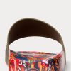 Olivgrüne Ralph Lauren Hausschuhe mit Patch-Print für Herren