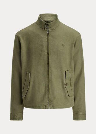 Olivgrüne Ralph Lauren Jacken aus Leinenmischung mit Fischgrätenmuster für Herren