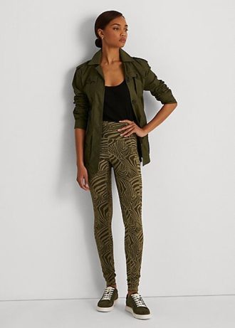 Olivgrüne Ralph Lauren Leggings aus Stretch-Jersey mit Zebra-Print für Damen