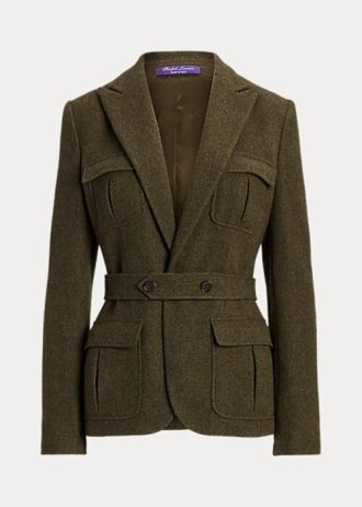 Olivgrüne Ralph Lauren Rhodri-Jacken aus Wollmischung für Damen