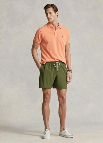 Olivgrüne Ralph Lauren Traveller Badeshorts für Herren