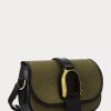 Olivgrüne Ralph Lauren Welington-Schultertaschen aus Canvas und Kalbsleder für Damen Olivgrüne Ralph Lauren Welington-Schultertaschen aus Canvas und Kalbsleder für Damen