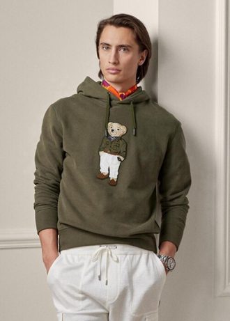 Olivgrüner Fleece-Hoodie mit Polo Bear von Ralph Lauren für Herren