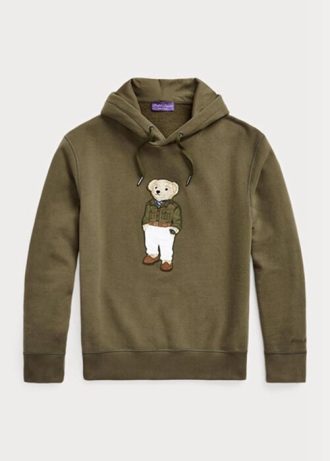 Olivgrüner Fleece-Hoodie mit Polo Bear von Ralph Lauren für Herren