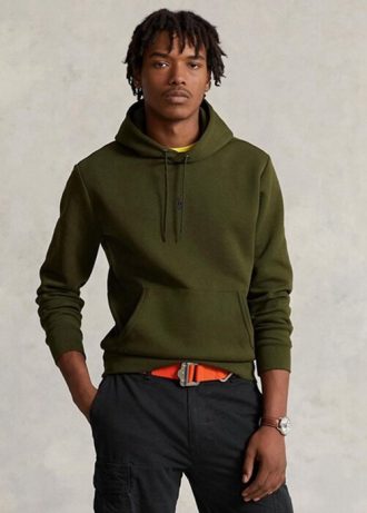 Olivgrüner Ralph Lauren Doppelstrick-Hoodie für Herren