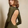 Olivgrünes langärmliges Abendkleid aus Seide von Ralph Lauren für Damen Olivgrünes langärmliges Abendkleid aus Seide von Ralph Lauren für Damen