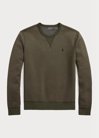 Olivgrünes, meliertes Doppelstrick-Sweatshirt von Ralph Lauren für Herren