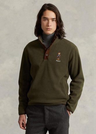 Olivgrünes Polo Bear-Sweatshirt aus gebürstetem Fleece für Herren von Ralph Lauren