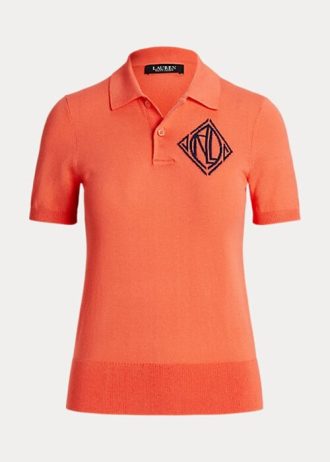 Orange Poloshirts aus Jersey von Ralph Lauren für Damen