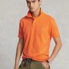 Orange Poloshirts aus Mesh für Herren von Ralph Lauren im Custom Slim Fit Orange Poloshirts aus Mesh für Herren von Ralph Lauren im Custom Slim Fit