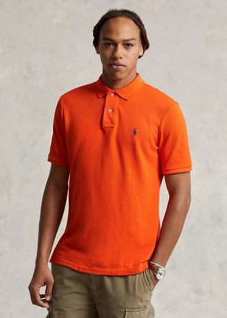 Orange Poloshirts aus Mesh für Herren von Ralph Lauren im Custom Slim Fit