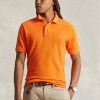 Orange Poloshirts aus Mesh für Herren von Ralph Lauren im Custom Slim Fit