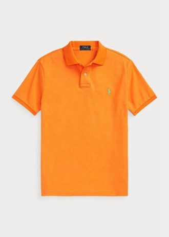 Orange Poloshirts aus Mesh für Herren von Ralph Lauren im Custom Slim Fit