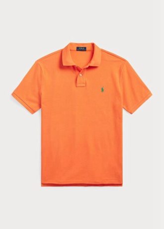 Orange Poloshirts aus Mesh für Herren von Ralph Lauren im Custom Slim Fit
