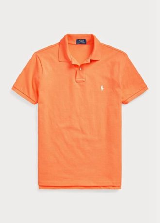 Orange Poloshirts aus Mesh für Herren von Ralph Lauren im Custom Slim Fit