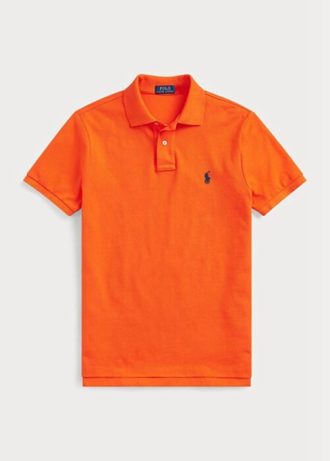 Orange Poloshirts aus Mesh für Herren von Ralph Lauren im Custom Slim Fit