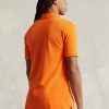 Orange Poloshirts aus Mesh für Herren von Ralph Lauren im Custom Slim Fit