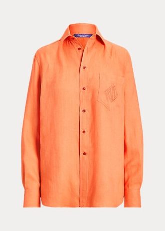 Orange Ralph Lauren Adrien Leinenhemden für Damen