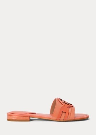 Orange Ralph Lauren Alegra Flache Schuhe aus Leder mit Krokodilprägung für Damen Orange Ralph Lauren Alegra Flache Schuhe aus Leder mit Krokodilprägung für Damen