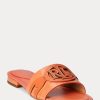Orange Ralph Lauren Alegra Flache Schuhe aus Leder mit Krokodilprägung für Damen Orange Ralph Lauren Alegra Flache Schuhe aus Leder mit Krokodilprägung für Damen