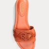 Orange Ralph Lauren Alegra Flache Schuhe aus Leder mit Krokodilprägung für Damen Orange Ralph Lauren Alegra Flache Schuhe aus Leder mit Krokodilprägung für Damen