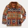 Orange Ralph Lauren Jacquardjacken mit Shearling-Kragen für Damen Orange Ralph Lauren Jacquardjacken mit Shearling-Kragen für Damen