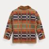 Orange Ralph Lauren Jacquardjacken mit Shearling-Kragen für Damen Orange Ralph Lauren Jacquardjacken mit Shearling-Kragen für Damen