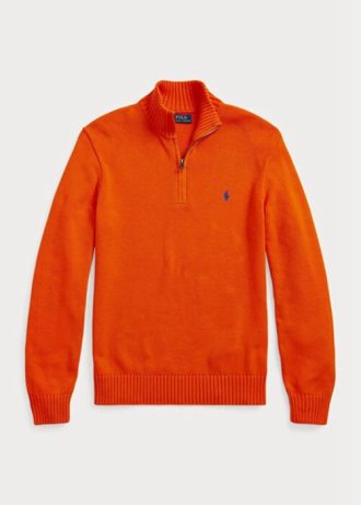 Orange Ralph Lauren Pullover mit Viertelreißverschluss aus Baumwolle für Herren Orange Ralph Lauren Pullover mit Viertelreißverschluss aus Baumwolle für Herren