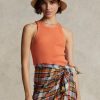 Orange Ralph Lauren Rippstrick-Tanktops aus Baumwolle für Damen Orange Ralph Lauren Rippstrick-Tanktops aus Baumwolle für Damen