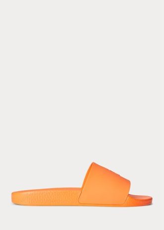 Orange / Weiße Ralph Lauren Signature Pony-Hausschuhe für Herren
