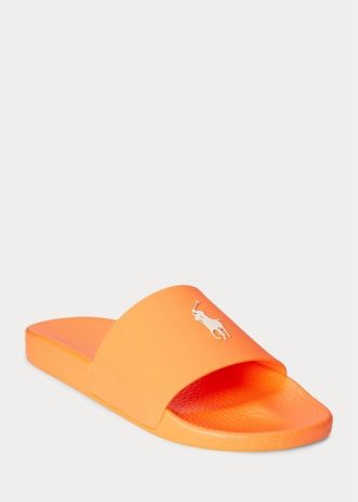 Orange / Weiße Ralph Lauren Signature Pony-Hausschuhe für Herren