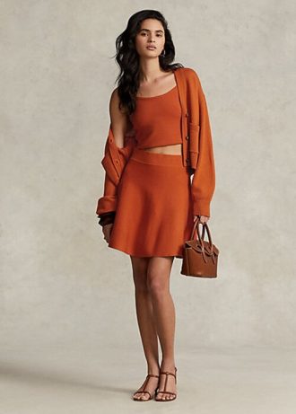 Orangefarbene ausgestellte Röcke aus Merinowollmischung von Ralph Lauren für Damen