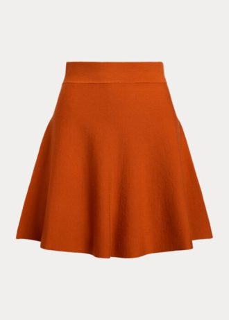 Orangefarbene ausgestellte Röcke aus Merinowollmischung von Ralph Lauren für Damen