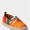 Orangefarbene Ralph Lauren Bowsworth Leinen-Espadrilles mit Blumenmuster für Herren Orangefarbene Ralph Lauren Bowsworth Leinen-Espadrilles mit Blumenmuster für Herren