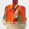 Orangefarbene Ralph Lauren Bowsworth Leinen-Espadrilles mit Blumenmuster für Herren Orangefarbene Ralph Lauren Bowsworth Leinen-Espadrilles mit Blumenmuster für Herren