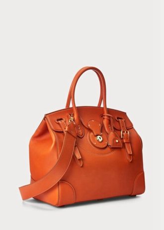Orangefarbene Ralph Lauren Soft Ricky 33 Handtasche aus Kalbsleder für Damen