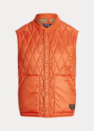 Orangefarbene, wasserabweisende Steppweste von Ralph Lauren für Herren