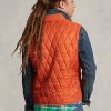 Orangefarbene, wasserabweisende Steppweste von Ralph Lauren für Herren Orangefarbene, wasserabweisende Steppweste von Ralph Lauren für Herren