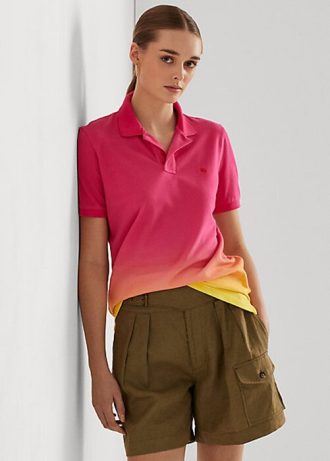 Pink / Orange / Gelbe Poloshirts aus Dip-Dyed-Piqué für Damen von Ralph Lauren