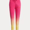 Pink / Orange / Gelbe Ralph Lauren Dip-Dyed French Terry Jogginghose für Damen Pink / Orange / Gelbe Ralph Lauren Dip-Dyed French Terry Jogginghose für Damen