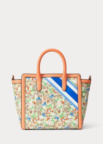 Prnt Khaki Mjcqrd/Portsid Damen Ralph Lauren Monogram Jacquard Medium Tyler Tote Bags
